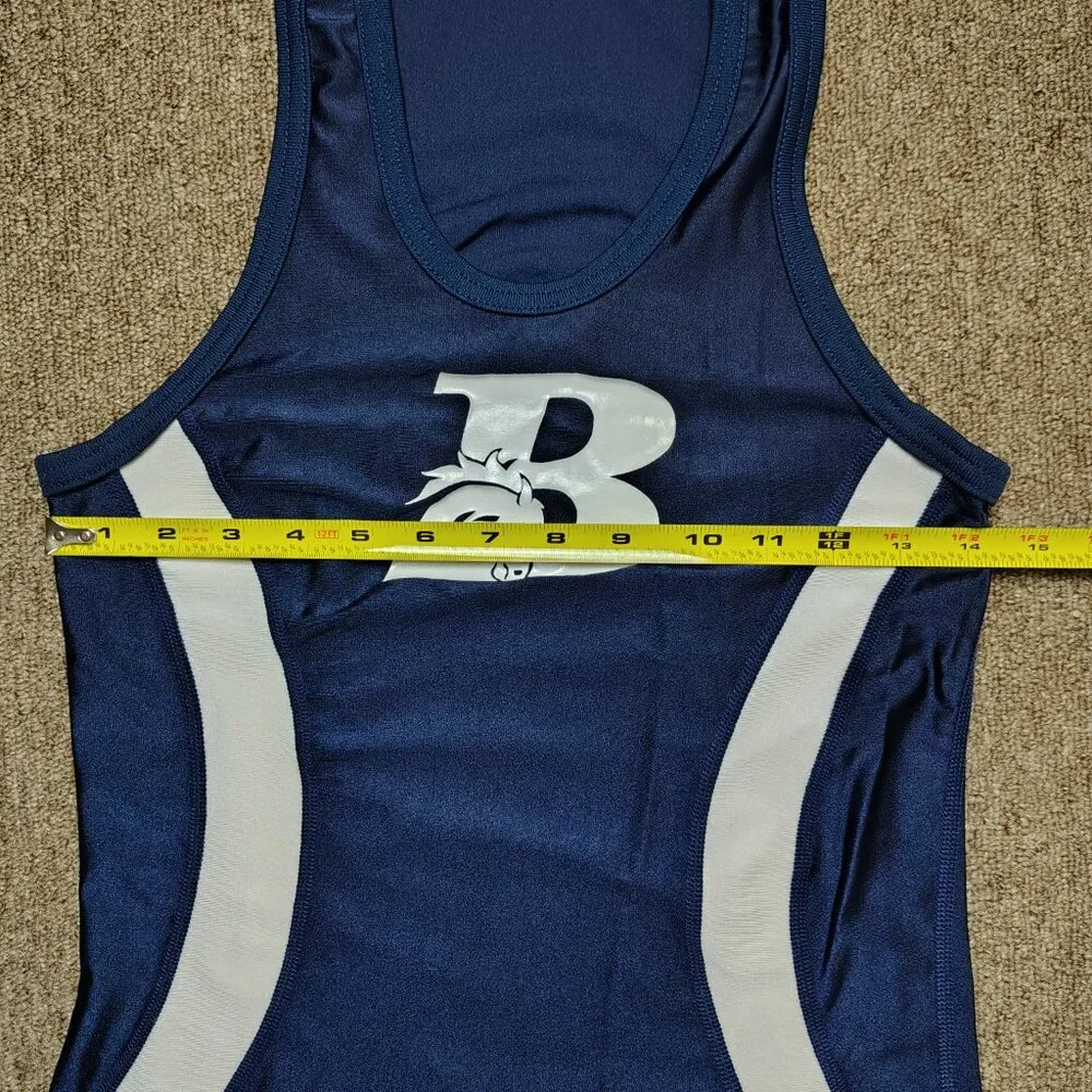 Vintage CLIFF KEEN ATHLETIC Wrestling Singlet Men M Blue Bronxville Broncos - Picture 6 of 11